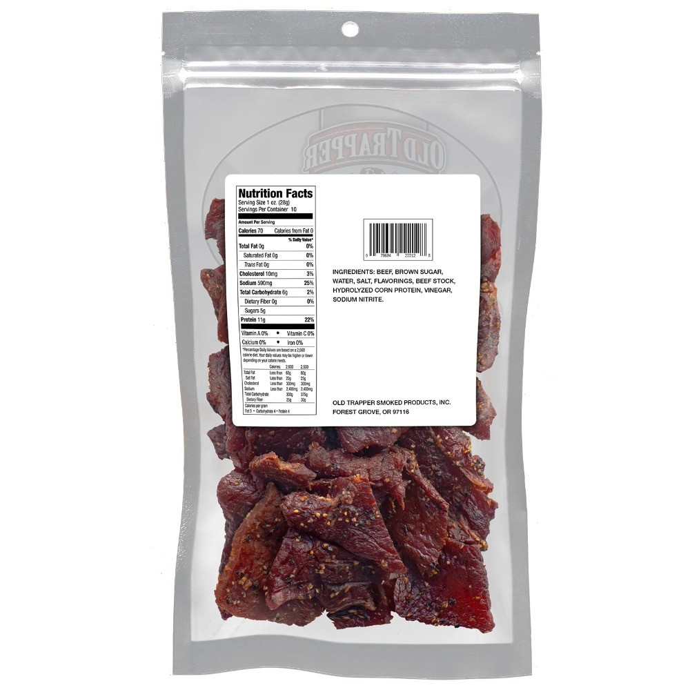 (2 pack) Old Trapper Peppered Beef Jerky 10oz Resealable Bag