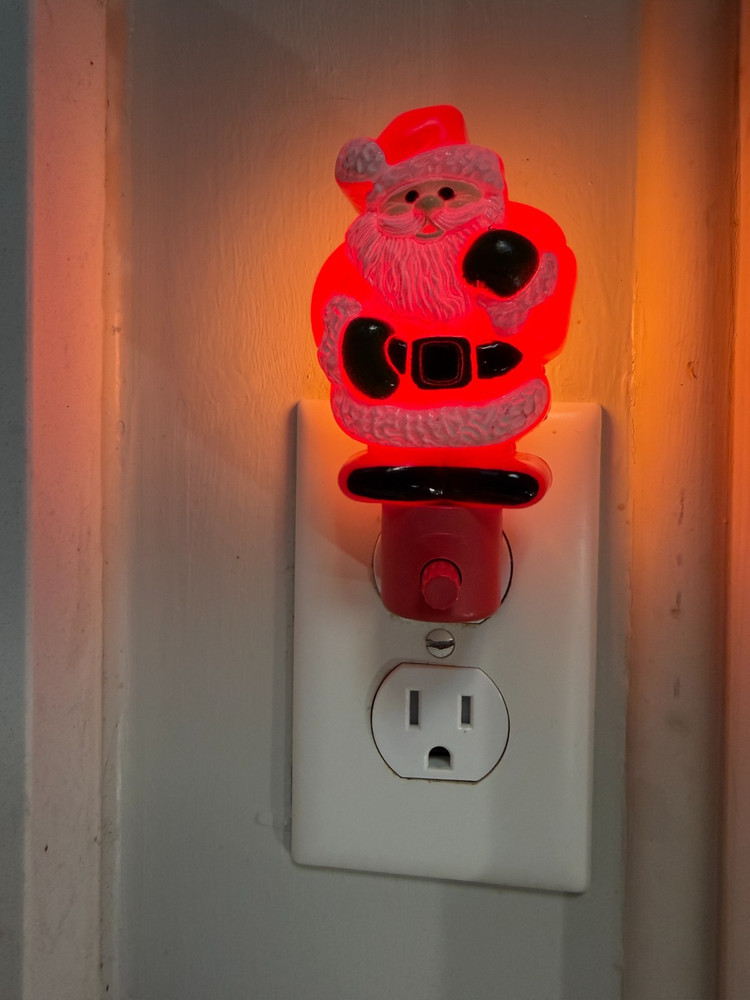 Vintage Santa Plastic Night Light + 2 Extra Covers - Angel - Tree - Tested