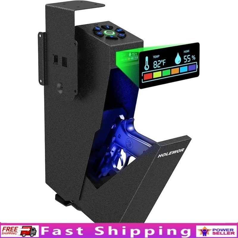 Handgun Safe W/ Fingerprint Sensor LED Light Emergency USB Security Lock Box