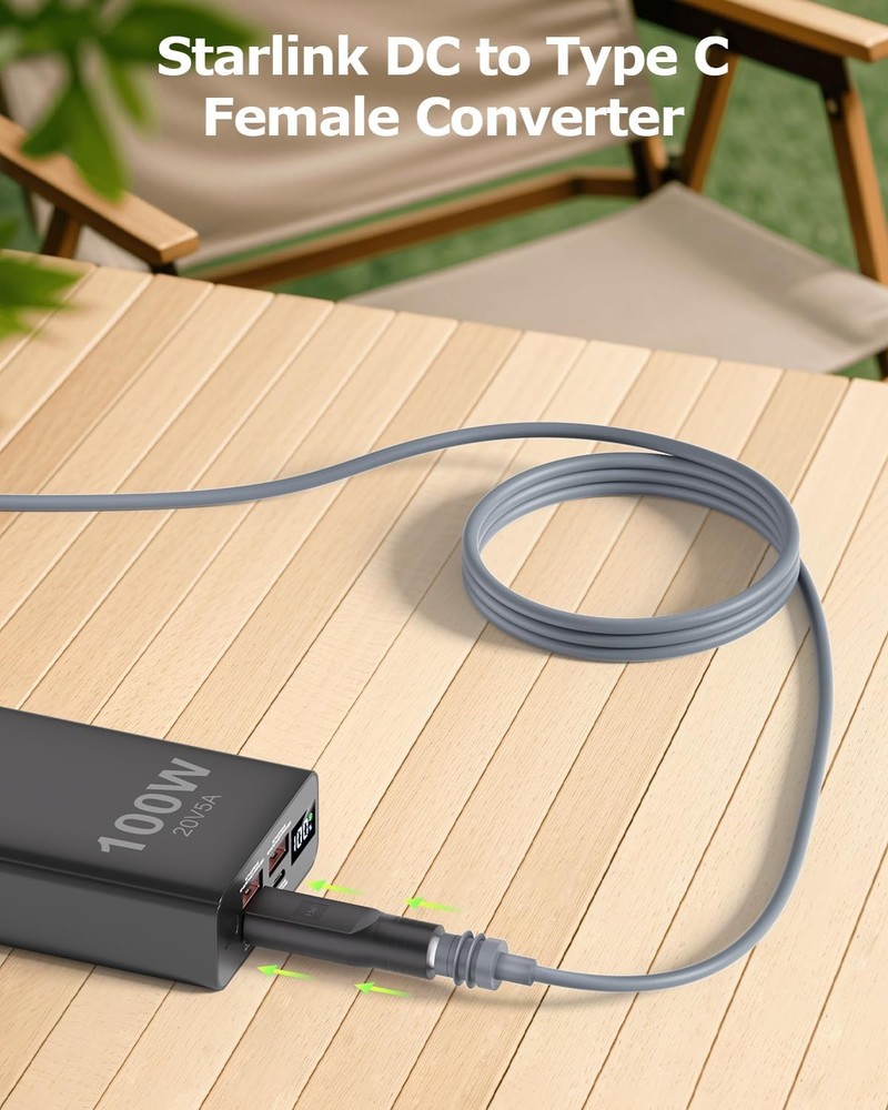 2 PCS Starlink Mini Cable Adapter DC to USB Type C DC-USB C Connector