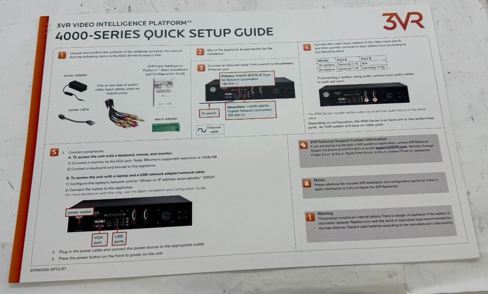 3VR Digital Intelligence Platform 4000 Series Model: EC2U1500 P/N: HC2X1FD2M