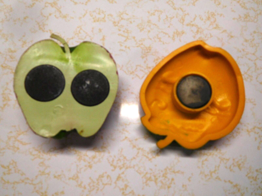 2 "APPLE" Magnets for Refrigerator or Anywhere ~ 1 Realistic & 1 Comical
