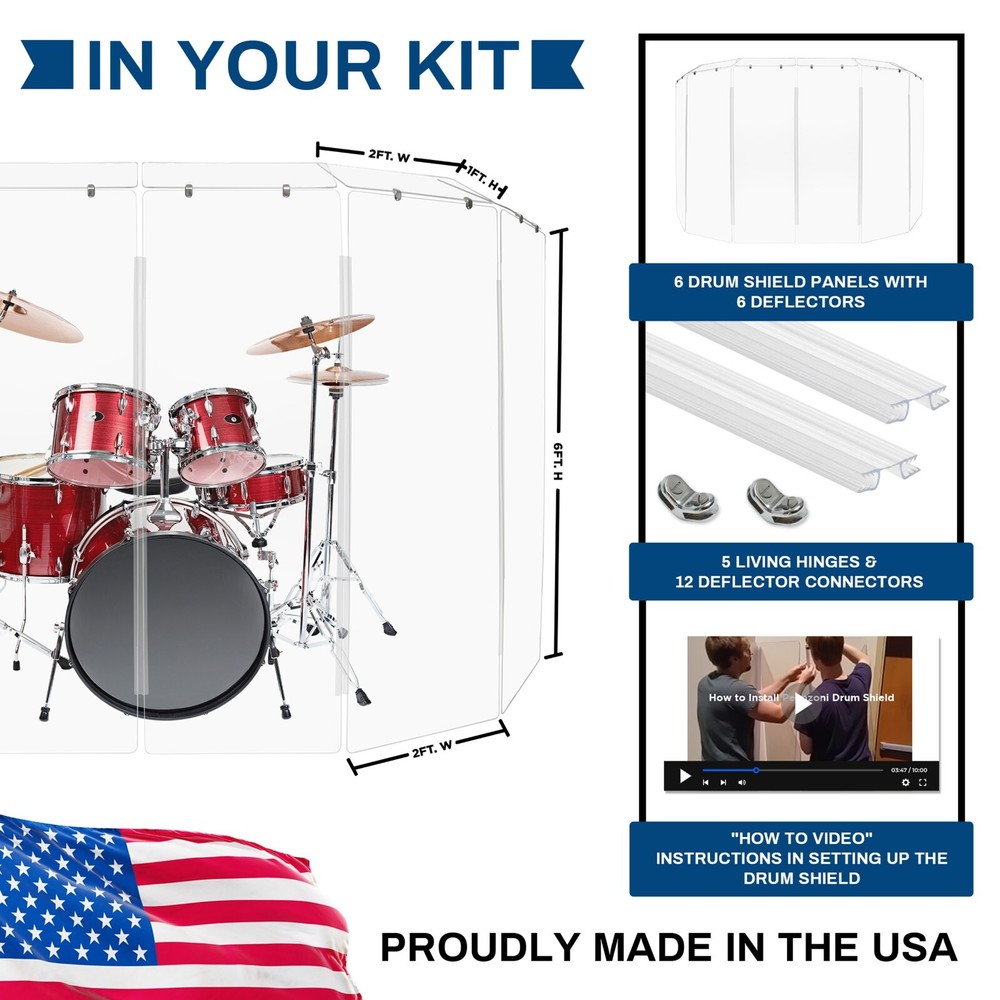 Drum Shield DS7D L 6 Section Drum Shield Acrylic Drum Panels
