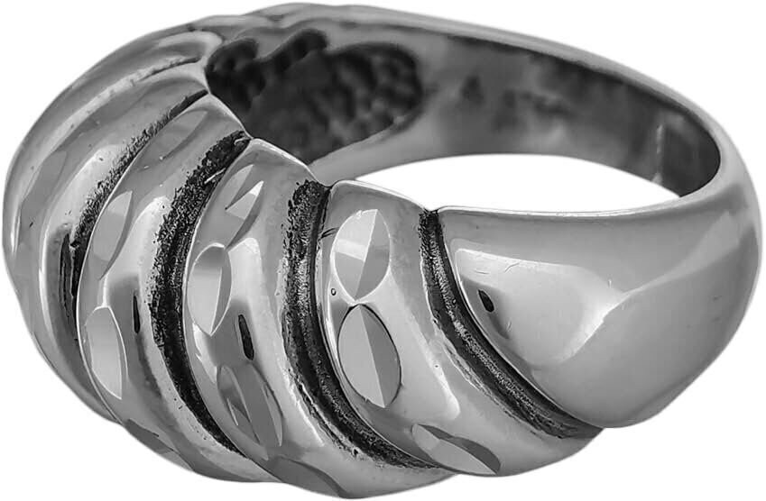 Size 4.5 - Diamond Cut Grooved Dome Ring