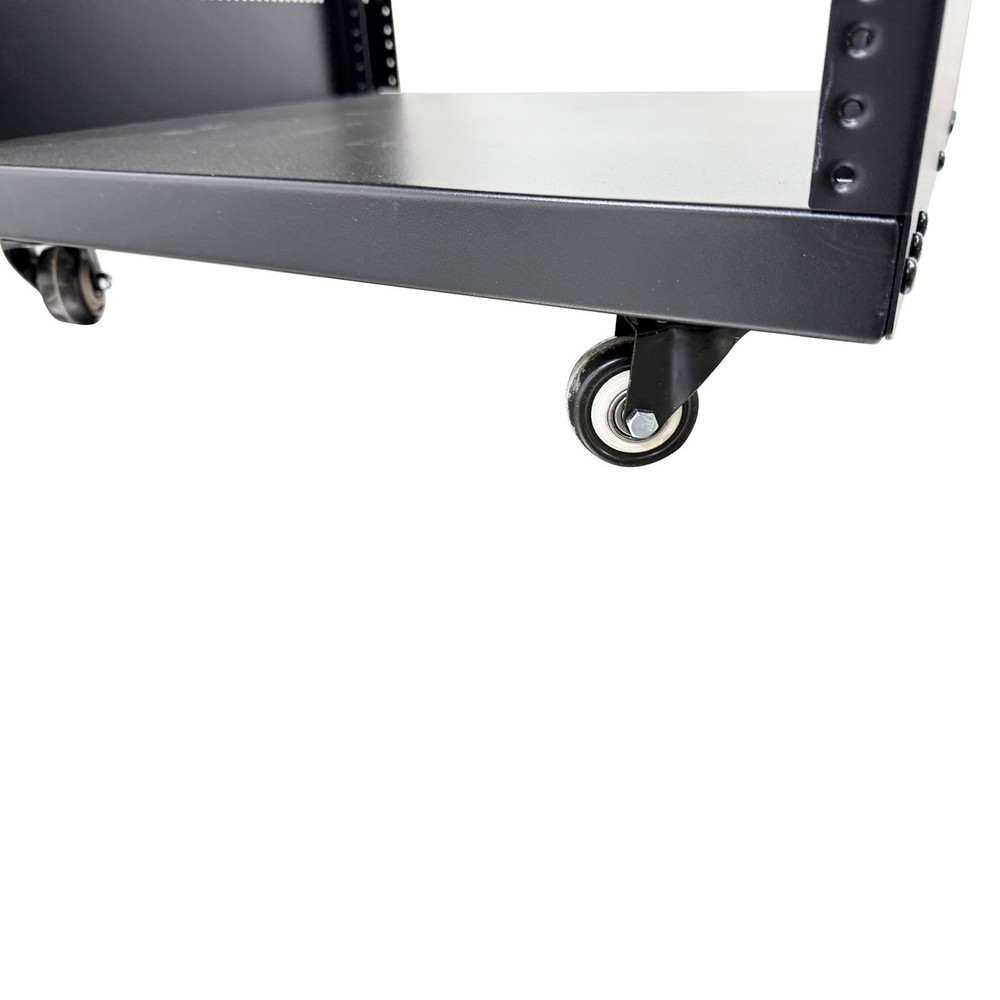 12U Open Frame Server Rack with 4 Casters Mobile Under-Desk Server Stand
