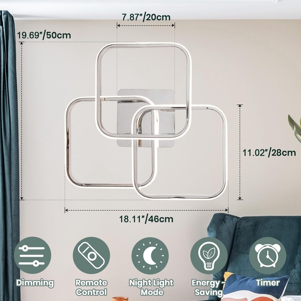 Modern Ceiling Light,Dimmable LED Ceiling Light Fixtures with Remote Control,...