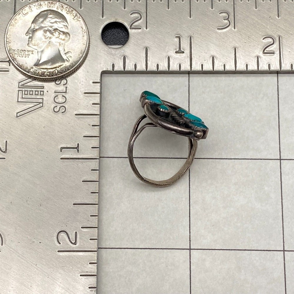 Vintage Zuni Native Turquoise Silver Ring Size 7