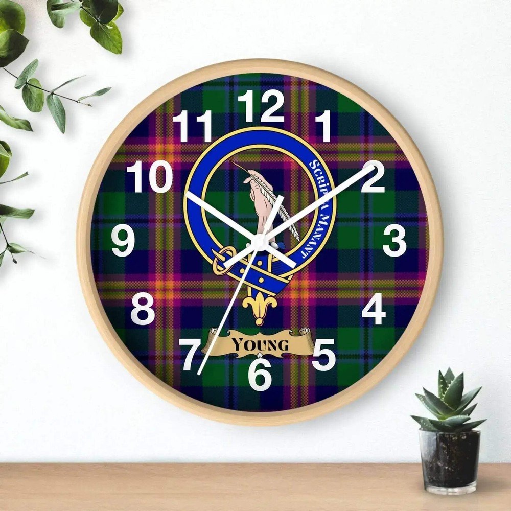 Clan Young Scottish Tartan Wall Clock