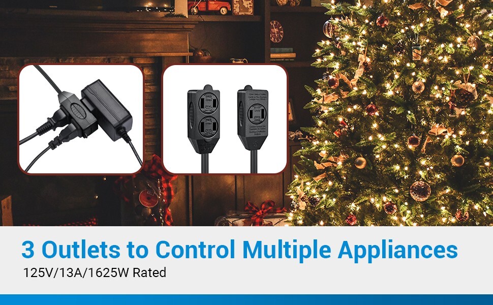 DEWENWILS 12 FT Extension Cord with Multiple Outlets ON/Off Switch Flat Plug