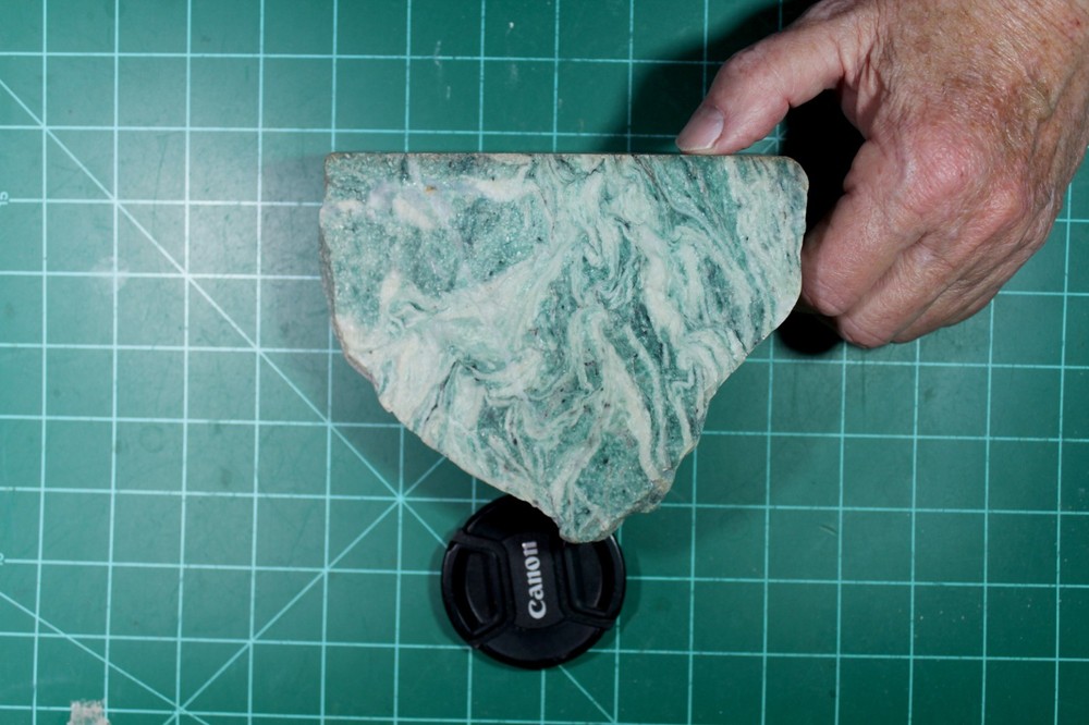 Great Four Pound Mariposite Faced Boulder for display or cabbing.