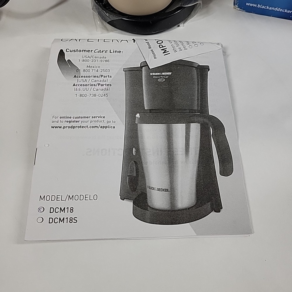 Black & Decker Brew & Go Personal Coffee Maker with Cup Model DCM18 Open Box