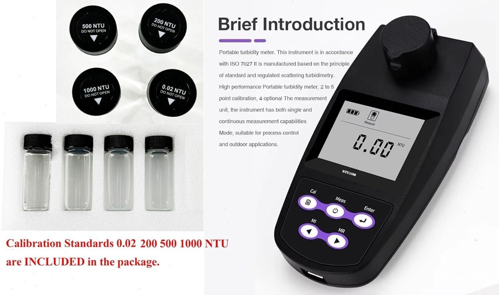 Lab Turbidity Meter with 4 Selectable Measurement Unit Standard Solution 275 EBC