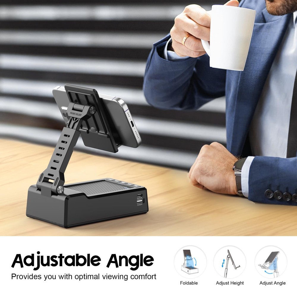 Adjustable Cell Phone Stand With Bluetooth Speaker Charging Function Tech Gift