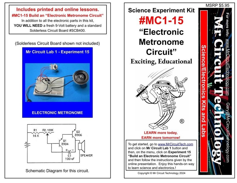 MC1-15 ** Mr Circuit Science ** Experiment Kit  -ELECTRONIC METRONOME