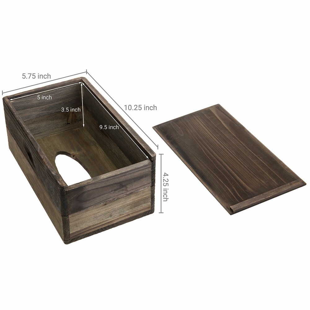 MyGift Rustic Dark Torched Wood Rectangular Tissue Box Holder