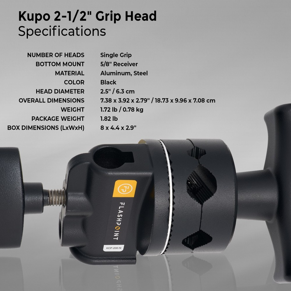 Flashpoint Grip Head for Lights and Accessories, Black