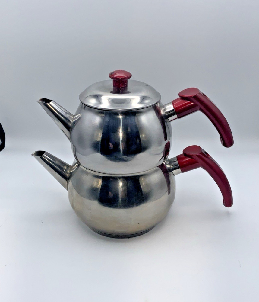 Cappy Tea For One Silver Red Made In Turkey