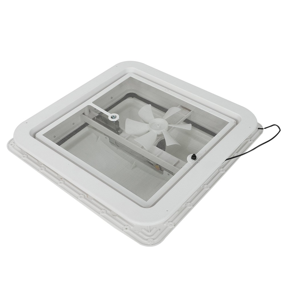 14" RV Trailer Roof Vent Complete 12V Fan w/ Tape White Lid Interior Garnish