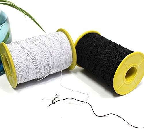 2 Rolls White & Black Elastic Thread 547 Yard Package 0.5mm High Quality Rubber