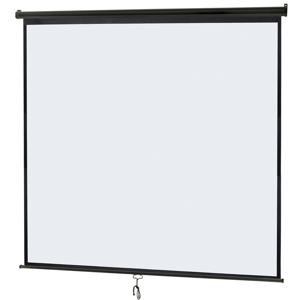 120'' Projector Screen Projection Screen Manual Pull Down HD 1:1 Format Black
