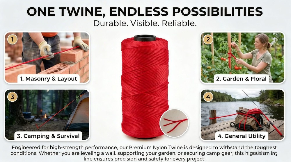 High Strength Nylon String Line #18, 1000 Ft,With 5 String Line Level Tool, for
