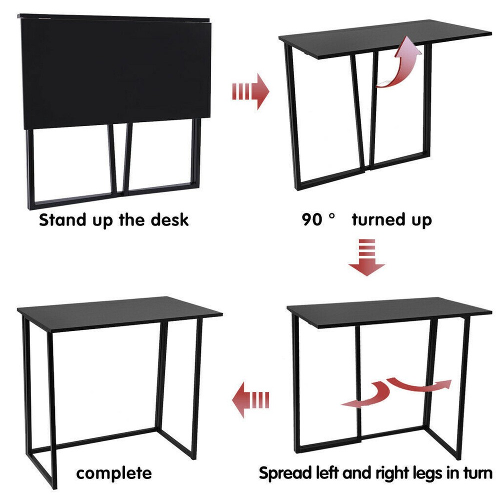 Folding Writing Table Home Study Table Computer Desk PC Laptop Office Desk Black