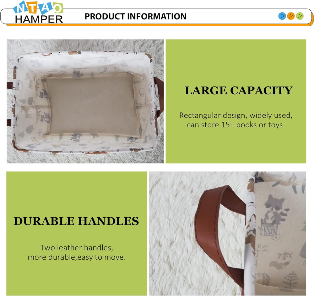 Rectangular Storage Basket, Books Box, Gift Basket, Room Decor(Animal)