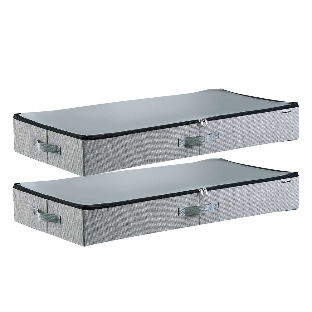 VEVOR Under Bed Storage 45L Stackable Shoes Organization Box Clear Lid 2 Pack