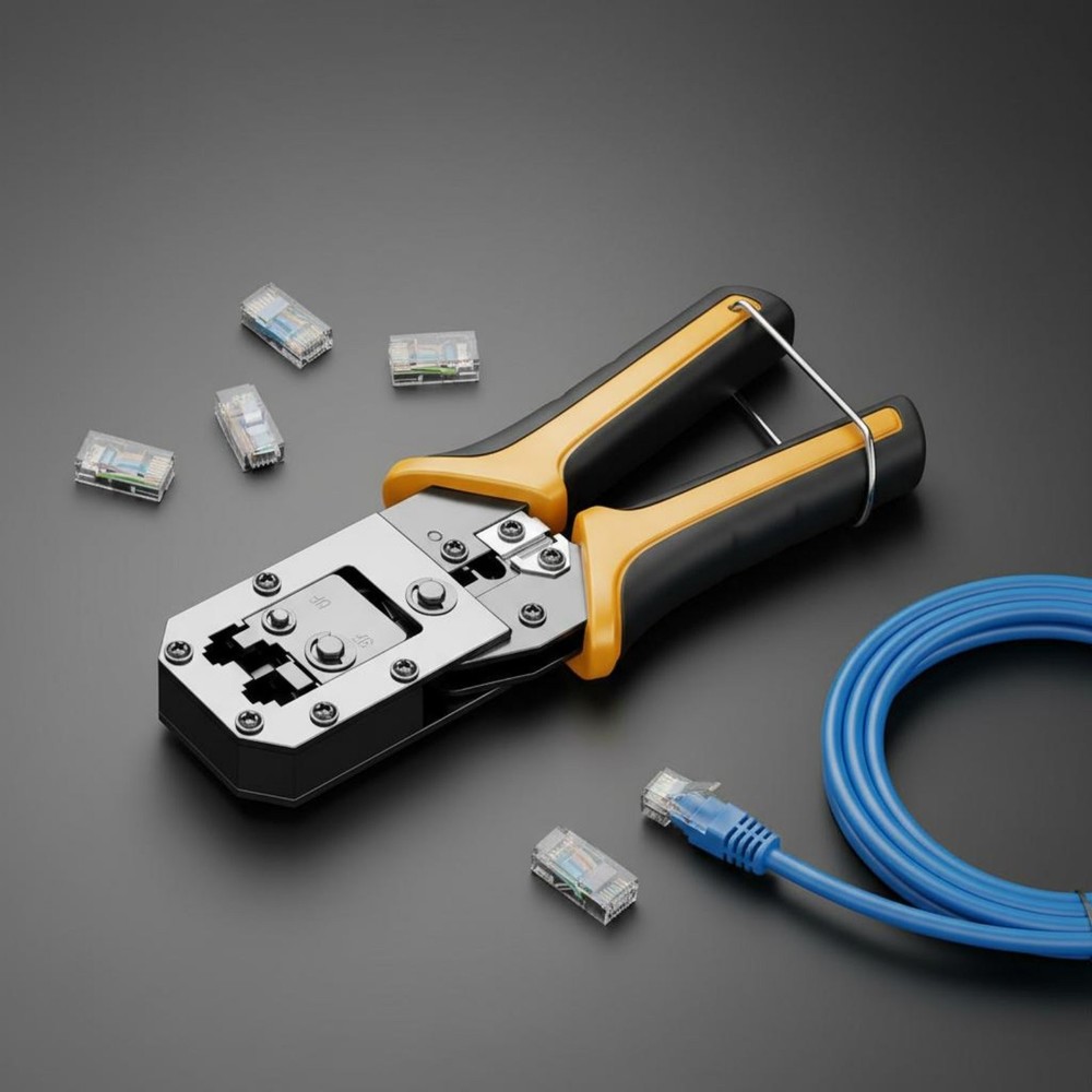 RJ45 Crimping Tool Ergonomic Handle Network Cable Safety Lock