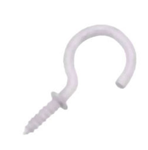 1" Cup Hook w/Shoulder White Epoxy (100 PER BAG)