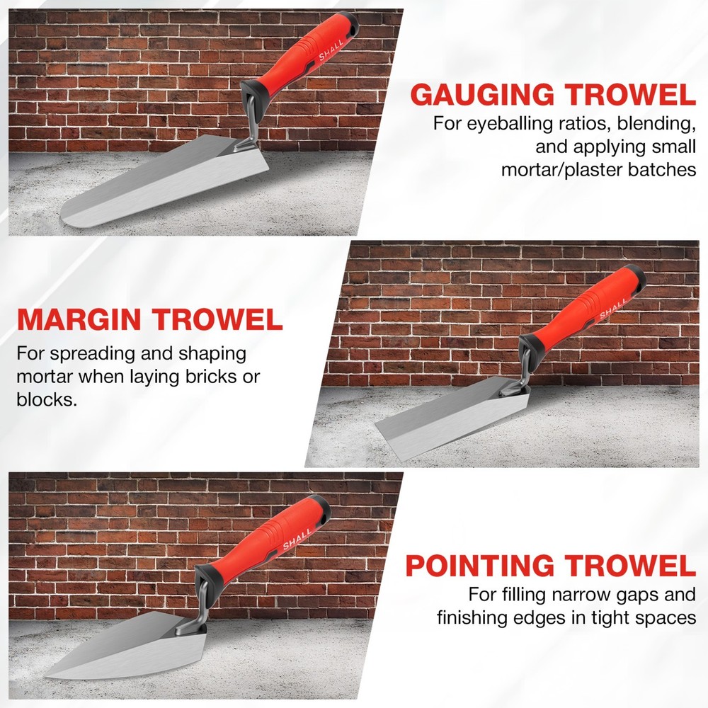 SHALL 3-Piece Masonry Tools Set,for Concrete, Cement,Plaster,Tile.