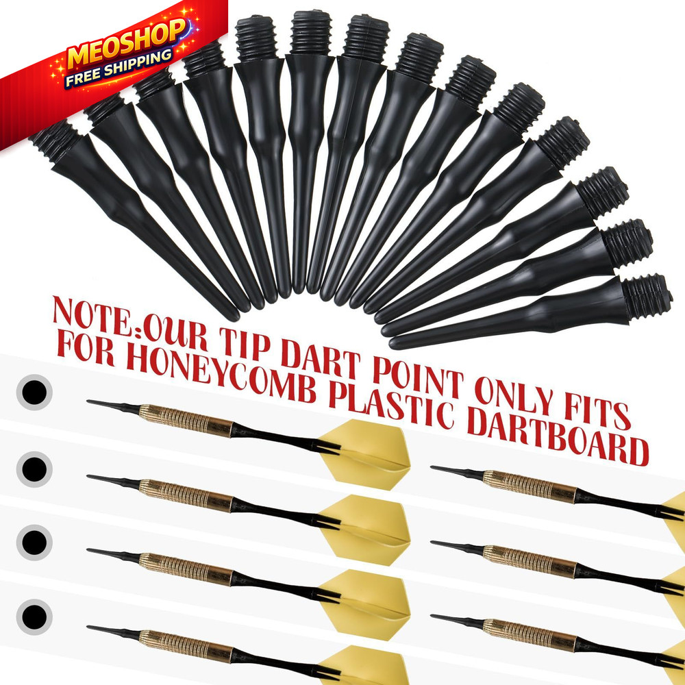 VioraWhite 200 Pack 2BA Thread Soft Tip Dart Points Plastic Replacement Black