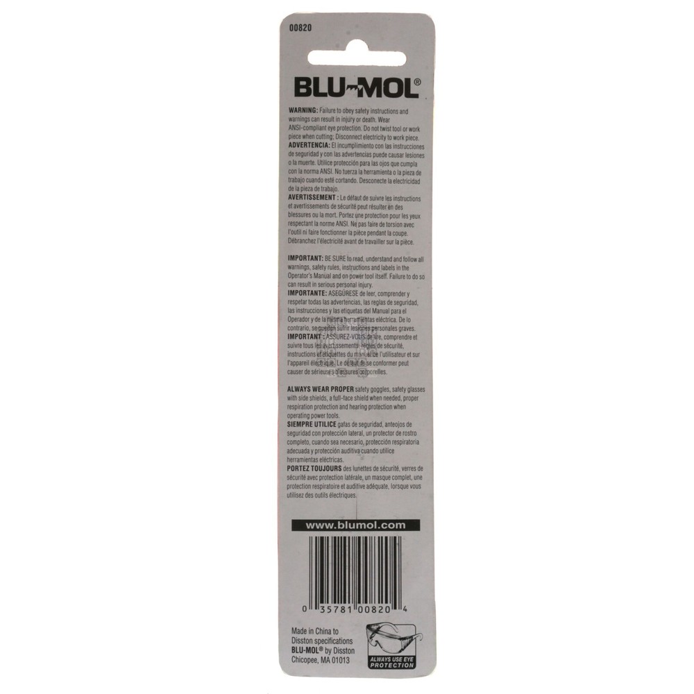 BLU-MOL 00820 #8 Slotted Screwdriver Bit, 4" Length