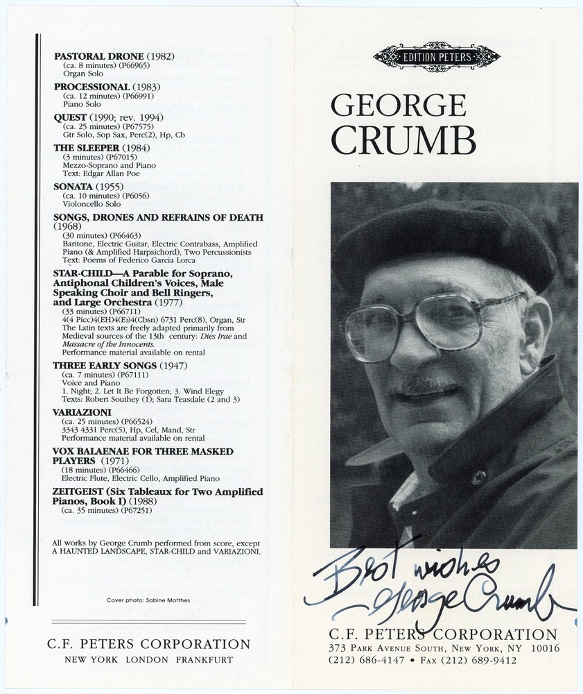 George Crumb - Signed Pamphlet