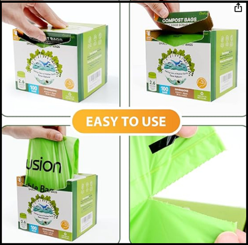 GreFusion Compostable Bags for Kitchen Compost Bin 1.2 Gallon,125 Count,Compost
