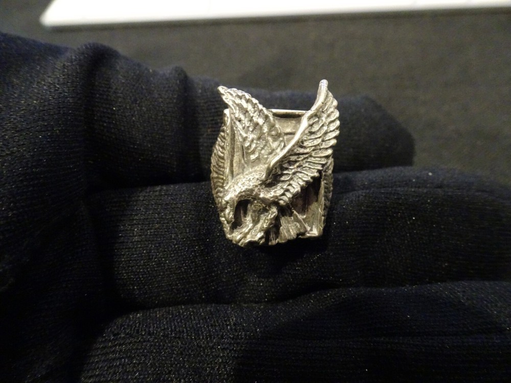 #637-VINTAGE STERLING SILVER EAGLE RING-925-SIZE-8