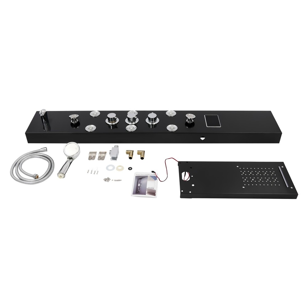LED 3-Handle Shower Kit Rainfall Shower Panel Tower System Shower Head Waterfall
