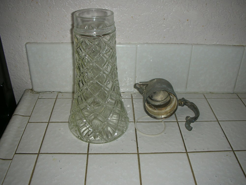Godinger Silver Plated lid, Lead Crystal Water Pitcher