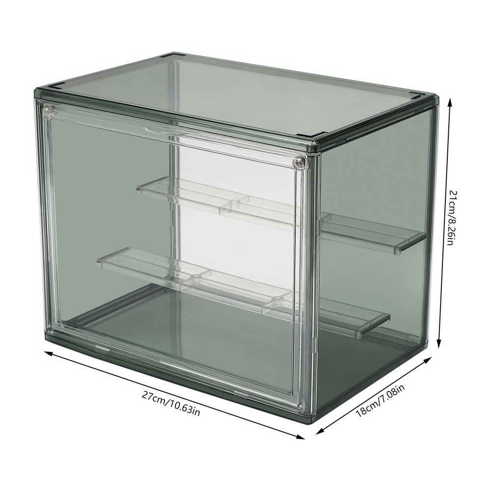 2 Tier PET Display Case Shelf Cupcake Collections Storage Container Box Green