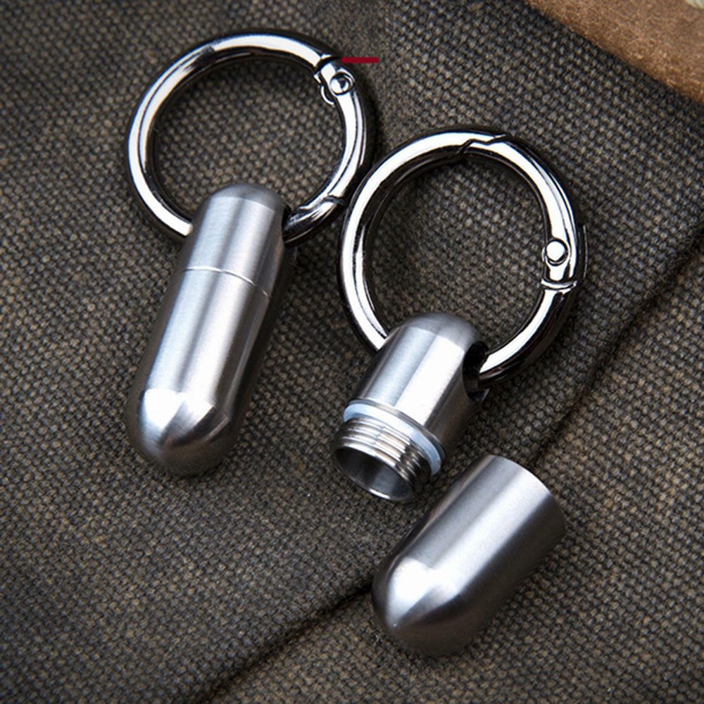 Waterproof Pill Container Keychain Holder Bottle Container Keepsake Box EDC Tool