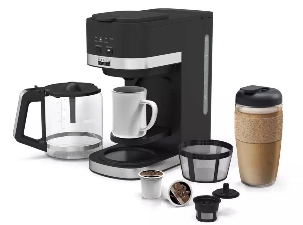 Bella Pro Series - Single Serve & 12-Cup Coffee Maker Combo - Black - New