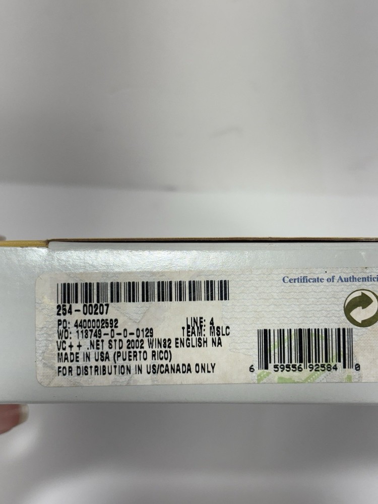 Microsoft Visual C++ .NET Standard 2002 W/ Key See Pictures