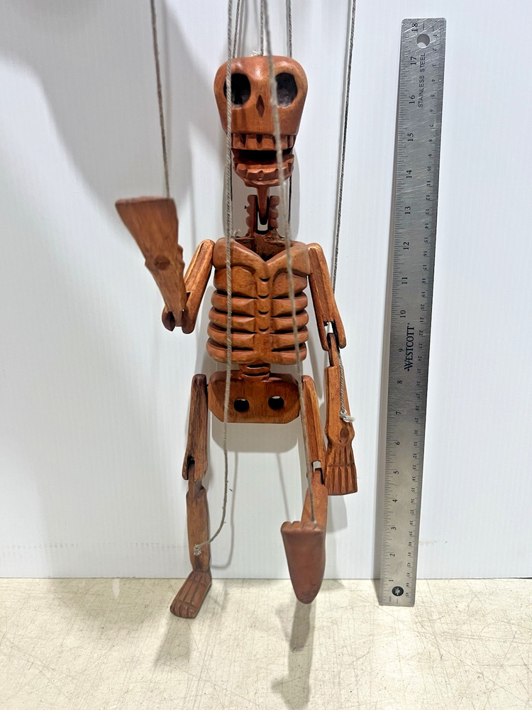 Marionette Skeleton - Handmade Original Puppet 16" 28" overall