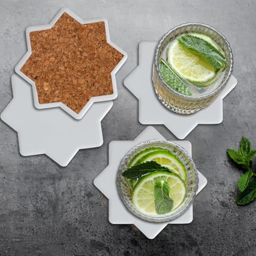 Sublimation Ceramic Octagonal Star Shape Coasters Blanks - Octagonal, 8 PACK