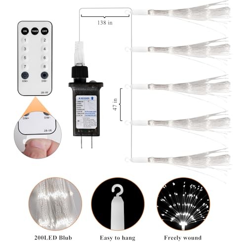 5 Pack 1000 LED Plug in Firework Lights Starburst Lights for Cool White