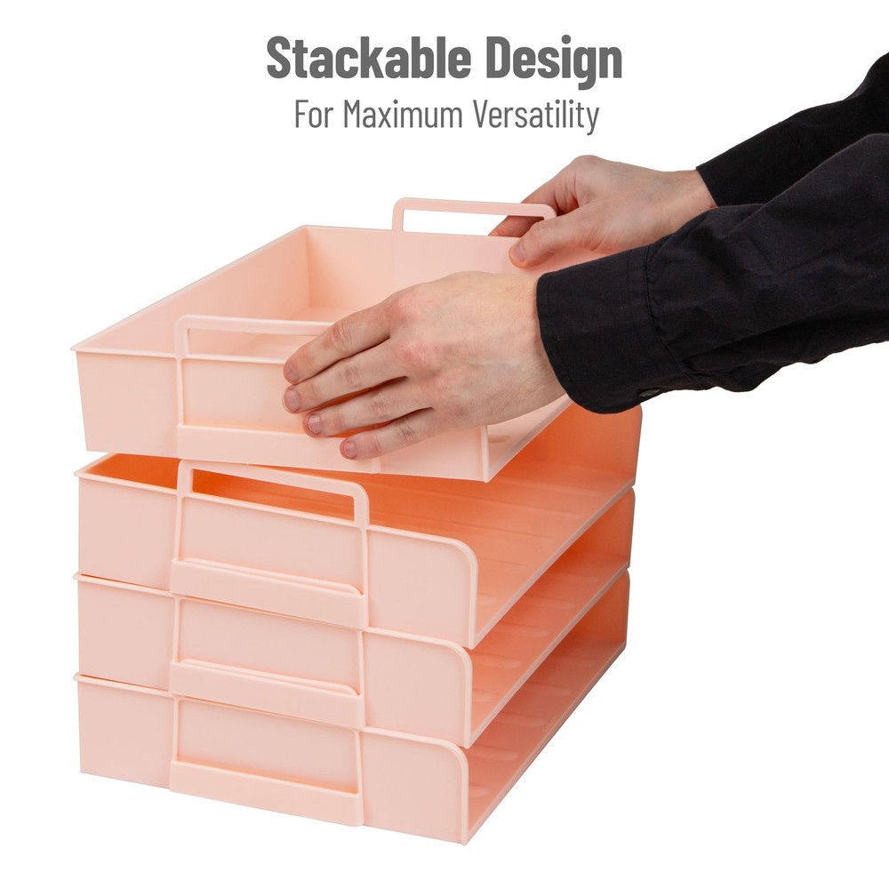 Stackable Paper Tray, Desktop Organizer, File Storage, Office, Plastic, 13.75...