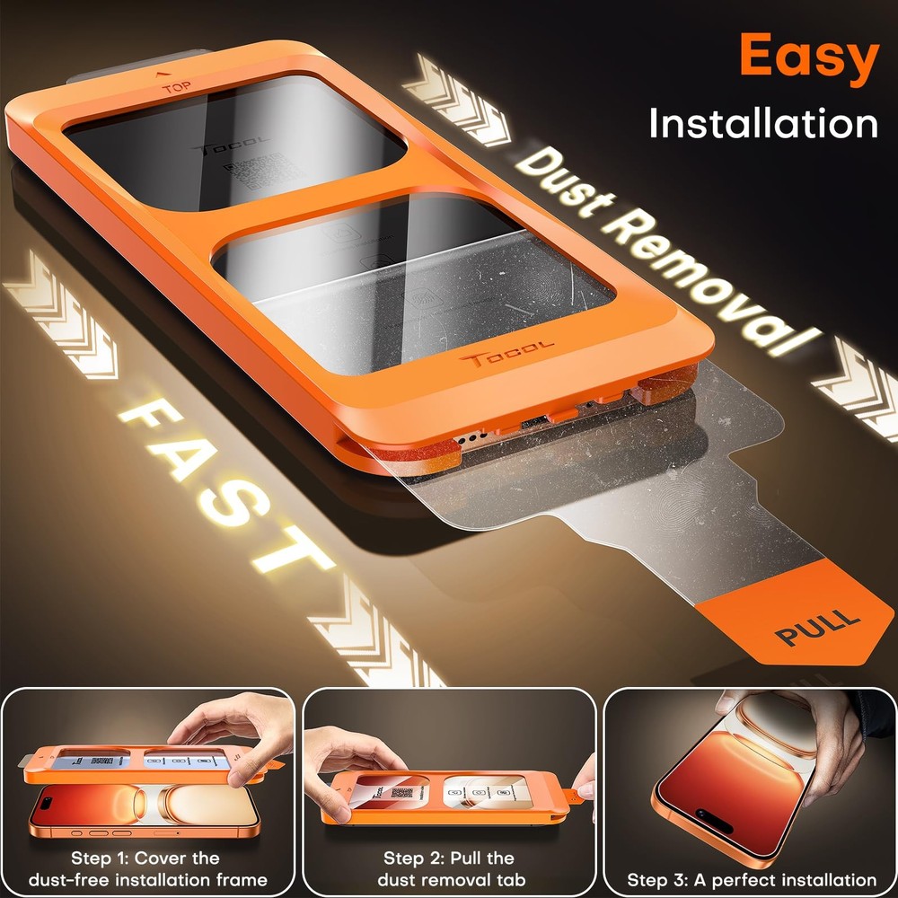 TOCOL for iPhone 17 Pro Max Screen Protector 6.9-Inch Instant Installation Te...