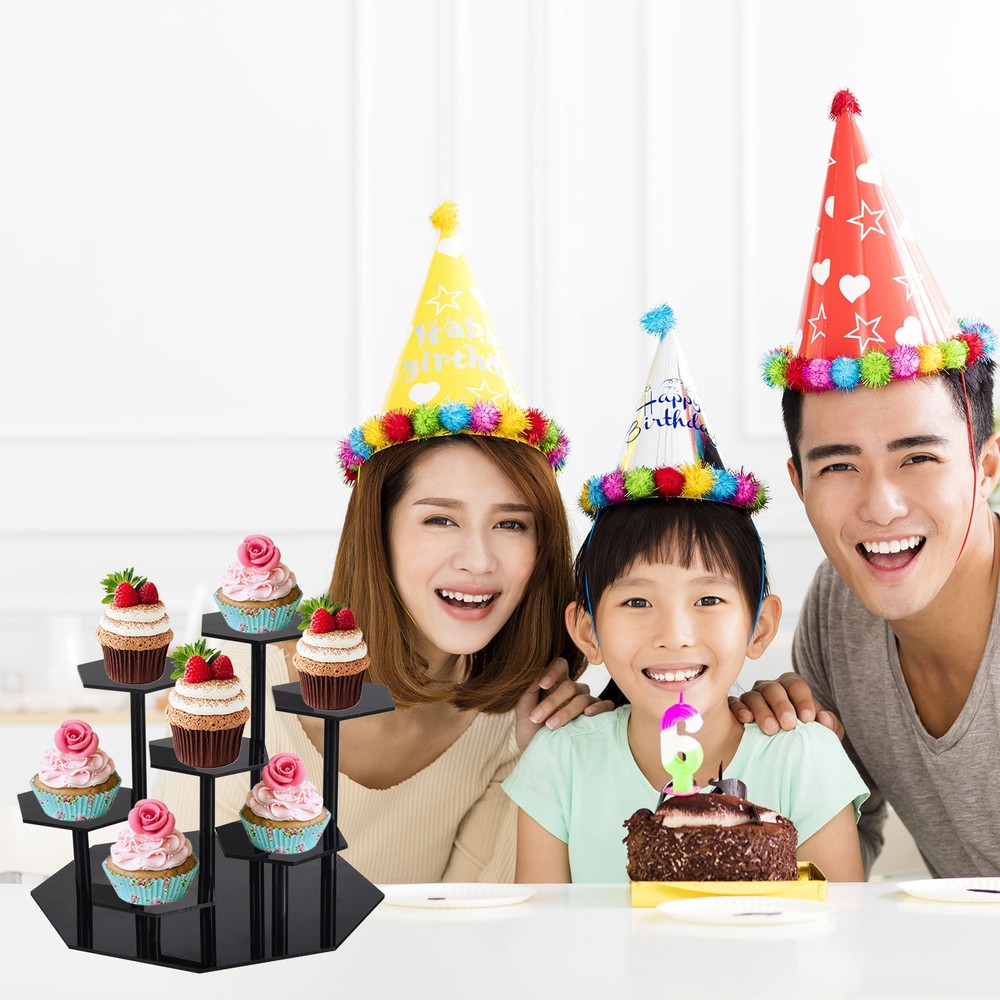 Acrylic Display Stand for Figures 7 Tier Acrylic Showcase Stand Black