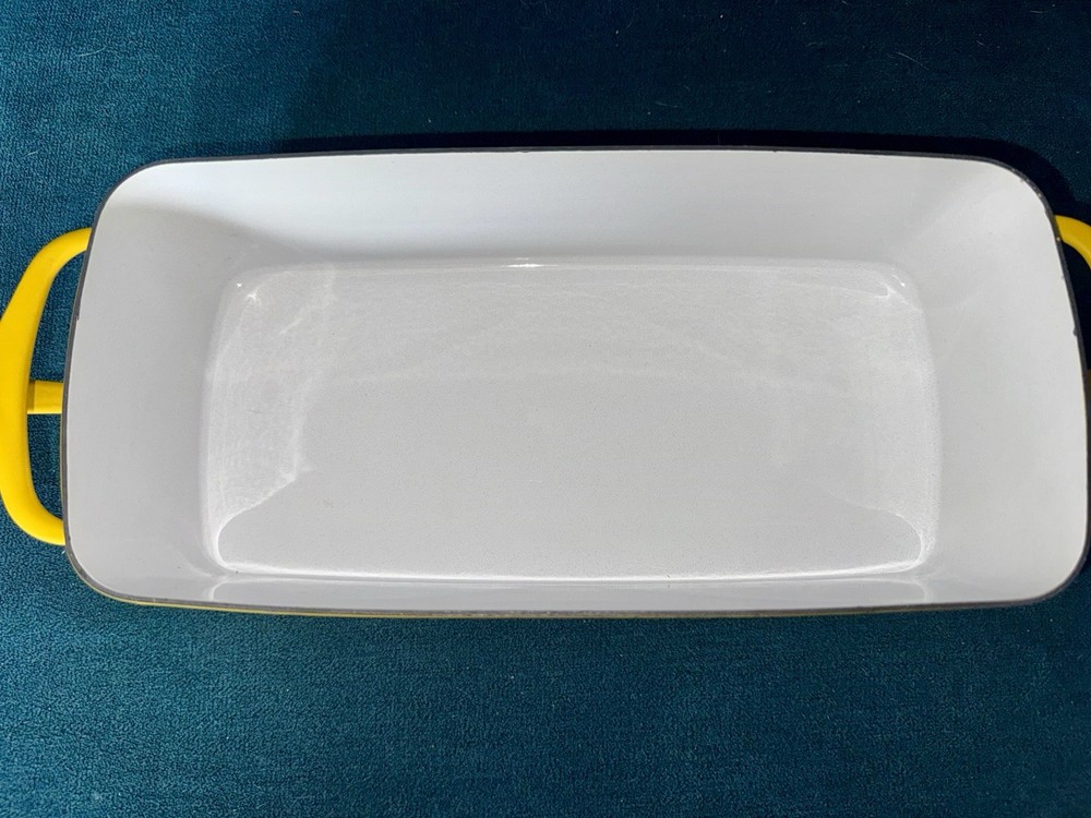 Vintage antique Dansk Yellow Rectangular Baking Loaf Dish enamel