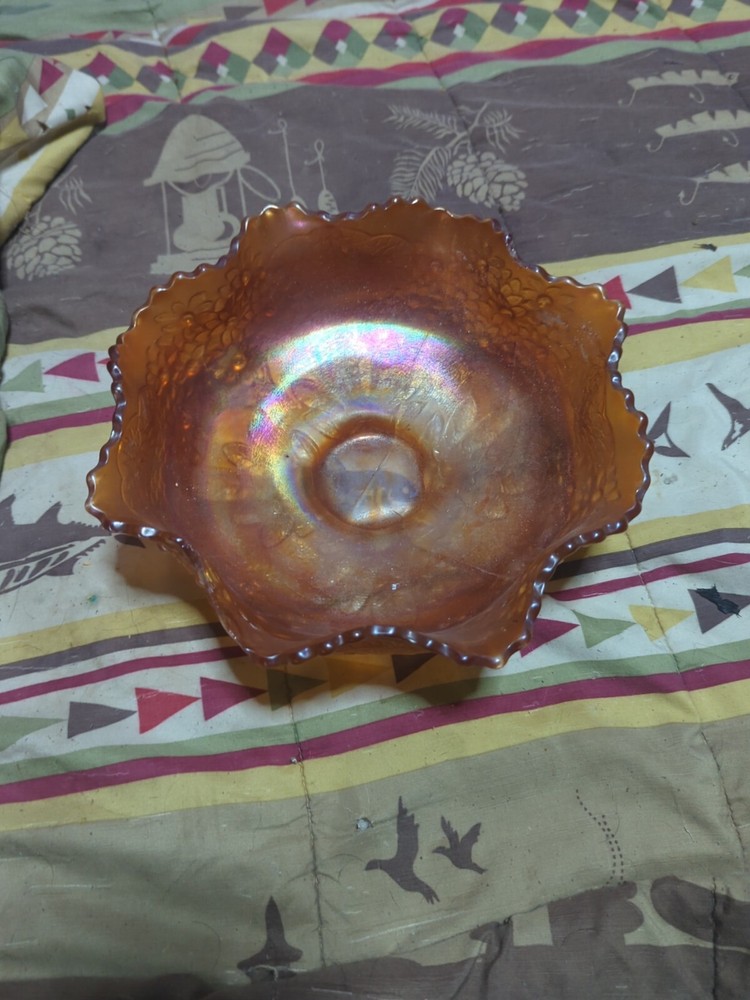 Antique Orange Carnival Glass Bowl